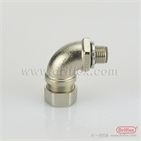 Nickel Plated Brass 90d Anlge  Connector with Locknut Ferrules for Flexible Bare Metal or PVC Coated